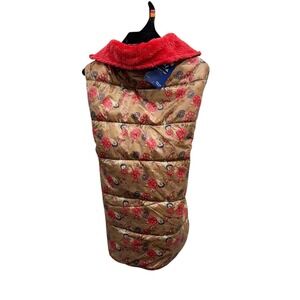 YOULY Size S/M (13"- 18") Floral Reversible Cozy Puffer Vest Dog Jacket‎ NWT
